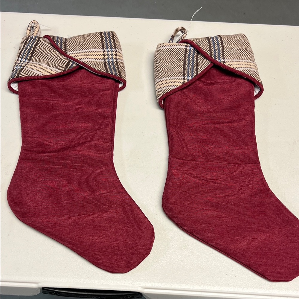 Red Plaid Cuff Christmas Stockings